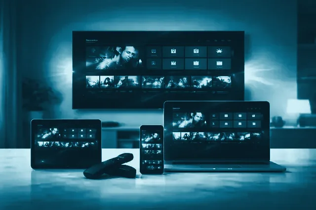 4KIPTVUS playing on a smart TV, tablet, laptop and phone at once